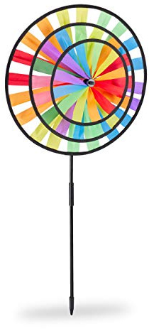 Relaxdays Windrad, Gartenstecker im Regenbogen Design, Kinder, für Balkon oder Terrasse, HBT: 73,5 x 35,5 x 15 cm, bunt