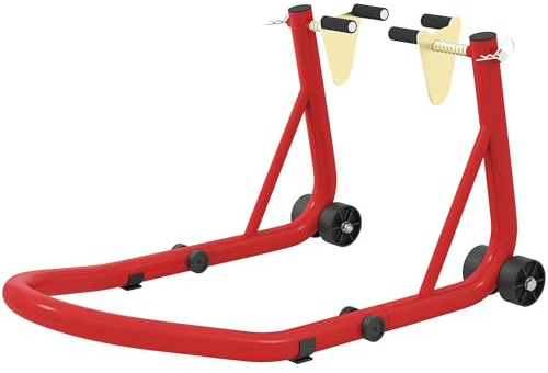 HOMCOM Motorradständer Set Motorradheber vorne Motorrad Ständer bis 544 kg Montageständer für Vorderrad Stahl Rot