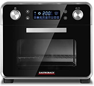 GASTROBACK #42815 Design Ofen Air Fry & Pizza, 1680 Watt, 5 IN 1: Pizzaofen, Heißluftfritteuse, Mini-Backofen, Grill-Drehspieß und Dörrgerät, 22 Liter Kapazität, 3 Einschubebenen