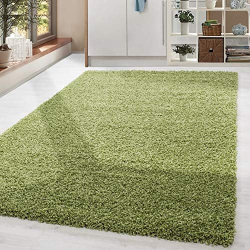 HomebyHome Shaggy Hochflor Teppich, 160x230 cm, Grün, weich, flauschig, modern, einfarbig, Perfekt für Wohnzimmer, für Wohnzimmer Schlafzimmer Flur