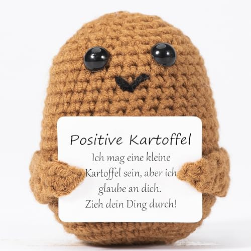 XBOCMY Pocket Hug Positive Kartoffel, Kreative Gehäkelte Kartoffel Puppe, Mutmacher Geschenk, Gute Besserung, glücksbringer, Geschenk für Frauen, Freunde, Studenten Weihnachten