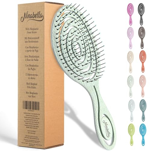 Ninabella Haarbürste ohne Ziepen - Bürste für Damen und Herren - Detangler Bürste auch für Locken & Lange Haare - Entwirrbürste Haarbürsten - Grün