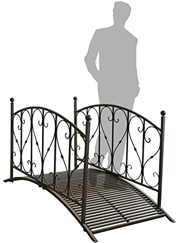 Multistore 2002 Wohaga® Gartenbrücke Teichbrücke Metallbrücke Gartenteichbrücke Brücke mit Geländer Metall in Antik-Optik