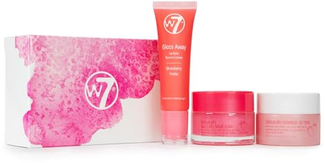 W7 Sweet Dreams Lip Care Trio - 3er-Set - Lippenmaske für die Nacht, Lippenbalsam & Lippenpeeling – Erdbeere