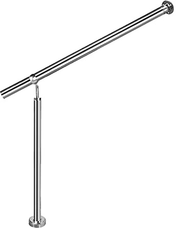 AUFUN Handlauf Edelstahl Eingangsgeländer Geländer für Treppen Wandhandlauf Treppengeländer Winkel Einstellbar für Drinnen und Draußen Treppenhaus 120 x 90 cm (L x H)