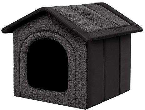 PillowPrim Hundehütte Hundehöhle Hundebett Hundehaus Katzenhöhle Tierbett XXL - 70x60 cm Graphit mit Schwarz