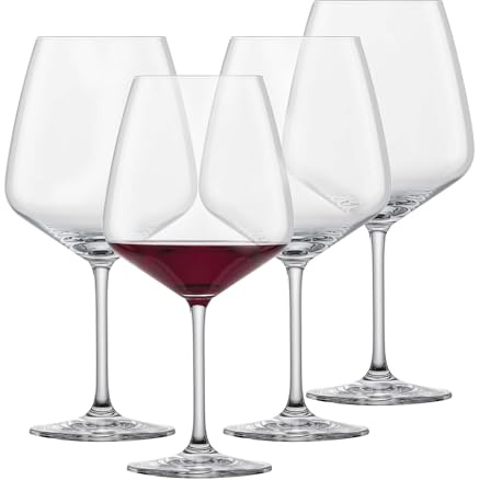 SCHOTT ZWIESEL Burgunder Rotweinglas Tulip 4er Set, bauchige Burgundergläser für Rotwein aus Tritan Kristallglas, spülmaschinenfest, 123608