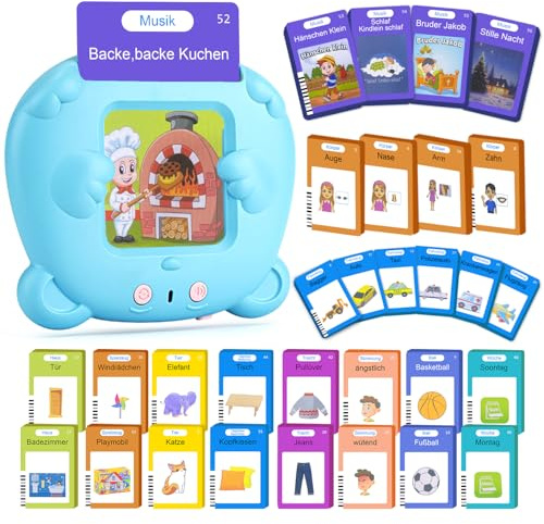 AHJ 510 Wörter Sprechende Lernkarten Deutsch, 255 Blätter, Flash Karten Deutsch, Interaktives Sprachspiele Interaktives Lernkarten für Kinder ab 2-6 Jahr