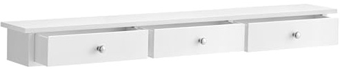 SONGMICS Wandregal, Schweberegal mit 3 Schubladen, bis 15 kg belastbar, 15 x 80 x 10 cm, für Flur, Wohnzimmer, Büro, einfache Montage, platzsparend, modern, weiß LWS085W01