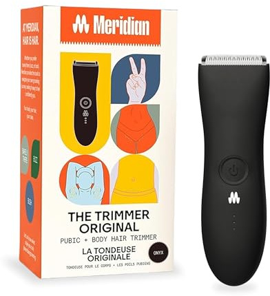 MERIDIAN Onyx Original Intimrasierer Mann, Bodygroom Herren, Körperhaartrimmer, Body Trimmer Herren, Schamhaar Rasierer Männer, Elektrischer Trimmer, Nass Trocken Groomer Schwarz Pflege Set Männer