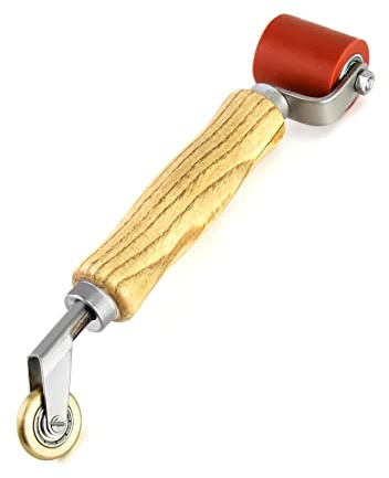 QWORK® 2 IN 1 Andrückwalze Rollen Hochtemperaturbeständige, 40 mm Hartgummi Andrückrolle und 6 mm Messing Bodenecke Nahtroller, PVC Schweißwerkzeug