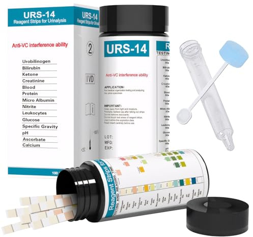 14 IN 1 Urin Teststreifen,100 Stück Blasenentzündung Teststreifen,Reagenzstreifen Testkitfür die Urinanalyse,Analytische Gesundheitstests,Schnelle Ergebnisse,mit Urinsediment-Teströhrchen