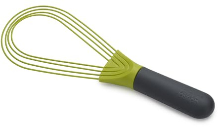 Joseph Joseph Twist Schneebesen - 2 in 1 - Flach und Ballonschneebesen, Geeignet für antihaftbeschichtetes Kochgeschirr, Silikon, Grau / Grün, 280