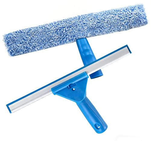 vonsera Fensterreiniger Set 30 cm Fensterwischer und Fensterabzieher 2 in 1 Set, Mikrofaser Fenster Abzieher Wischer, Fensterabzieher Profi für Bad, Dusche, Glas, Spiegel, Auto