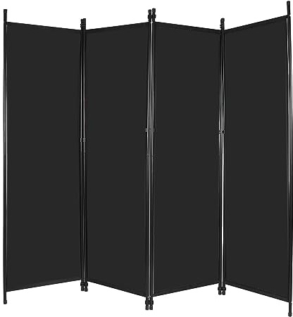 REDCAMP Raumteiler Trennwand 4 Teilig, Tragbare Paravent klappbar Sichtschutz, Stoff Raumtrenner innen Outdoor für Schlafzimmer Wohnzimmer Büro Krankenhaus Garten Balkon Terrasse, 204x173 cm, Schwarz