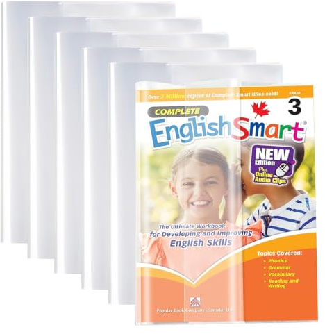 WeddHuis 6 Stück A4 30 x 21 cm Buchumschläge für Schulbücher Transparent Verstellbar Heftumschläge für Bücher Wiederverwendbarer Bucheinband und Buchschoner