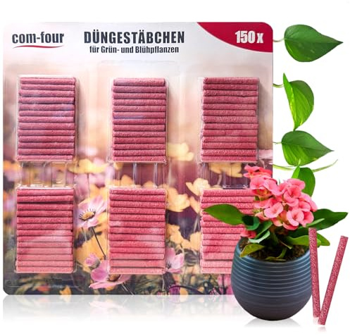 com-four® 150x Düngestäbchen - Blumendünger für Grünpflanzen und Blühpflanzen - Pflanzendünger für Wachstum und gesunde Blüten - Nährstoffsticks - Düngehilfen
