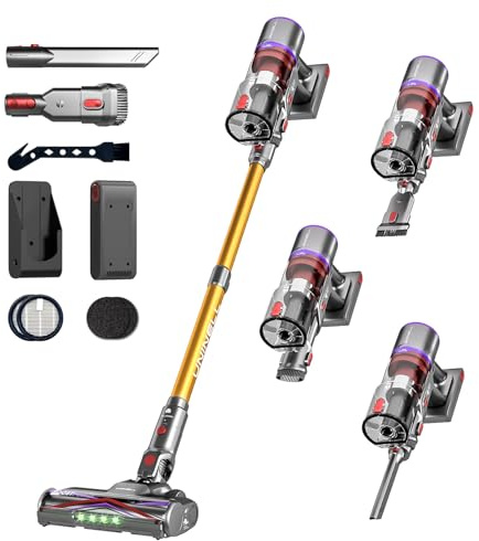 UNINELL Home Akku Staubsauger 50000Pa/580W/70Min Upgrade, Staubsauger Kabellos mit 1.6L Großer Staubbeche Selbstladender mit LED Touchscreen/Anti-Tangle-Bürste für Tierhaare, Hartböden Teppiche