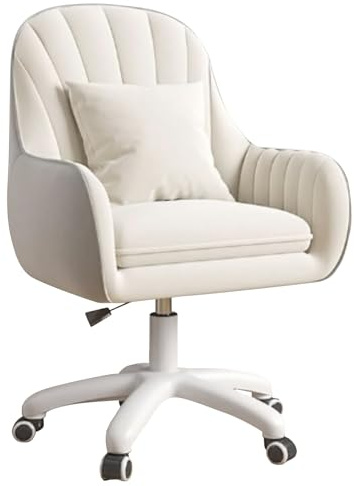 Aivermeil Homeoffice Stuhl, SamtStuhl mit Kopfkissen, 360° drehbar Höhenverstellbar Bürostuhl ergonomisch, Schminkstuhl Drehstuhl，für Arbeitszimmer Schlafzimmer,bis 120kg belastbar Beige