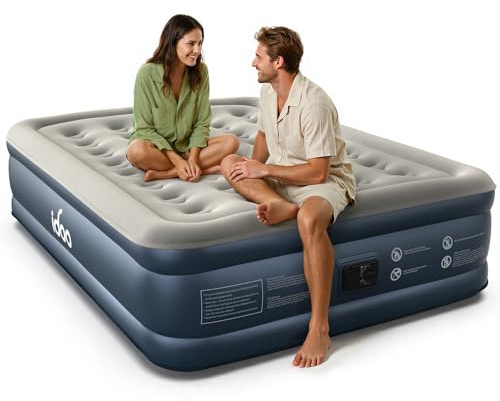 iDOO Luftmatratze Selbstaufblasend, Luftbett 2 Personen, Aufblasbare Matratze, Gästebett mit Elektrischer Luftpumpe, Aufblasbares Bett Schnelles in 3 Minuten Aufblasen für Camping 152x203x46cm