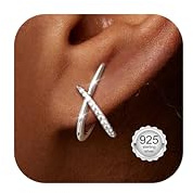Diamday Ohrstecker Silber 925 Gold Silber Ohrringe Damen CZ Kleine Ohrstecker X form Hypoallergen Minimalistisch Ohrringe Schmuck Geschenke