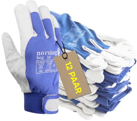 norskog BOG Arbeitshandschuhe Lederhandschuhe für Herren Handschuhe Schutzhandschuhe Gartenhandschuhe Montagehandschuhe Bauhandschuhe Lagerhaus Garten Baustelle LKW-Fahrer Heimwerker 12 Paare Gr.10