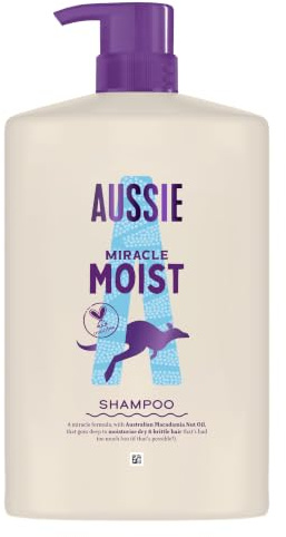 Aussie Miracle Moist Shampoo 1000ml für Brüchigem und Trockenem Haar | mit Australischem Macadamianussöl, Tierversuchsfrei