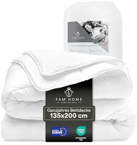 FAM Home Bettdecke 135x200 Weiche Mikrofaser Waschbar Ganzjährig I Zudecke Antiallergisch für Allergiker I Gesteppte Steppdecke