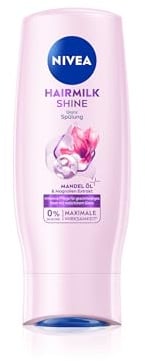 NIVEA Hairmilk Shine Glanz Spülung (200 ml), Haarspülung für glanzloses Haar, Conditioner für trockenes Haar mit Mandelöl und natürlichem Magnolien-Extrakt