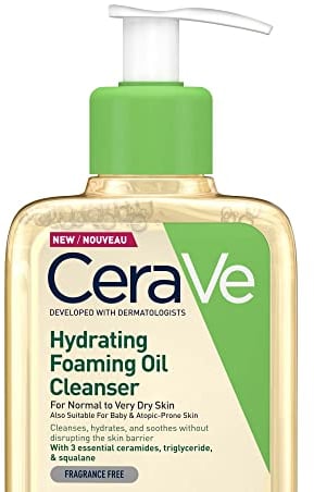 CeraVe Reinigungsöl, Sanft reinigendes Öl mit Squalan, Triglyceride sowie Ceramide bei normaler bis sehr trockener Haut, Auch für Babyhaut und bei Neurodermitis, 236 ml