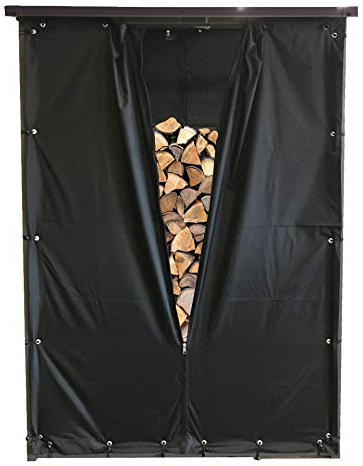 QUICK STAR Wetterschutz Set Front- & Rückwand für Kaminholzregal 143 x 185 cm, Polyester Schwarz