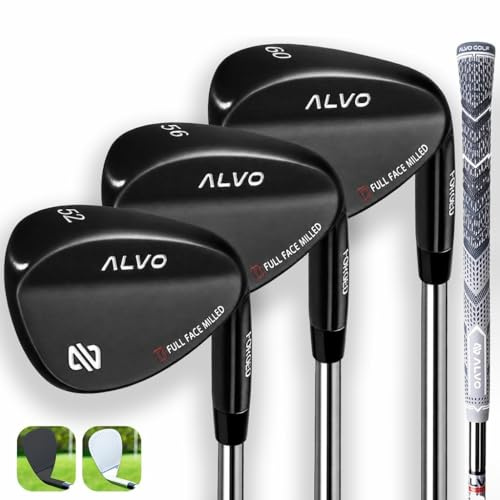 ALVO GOLF Premium Golfkeile 52/56/60 Sets oder einzelne Keile - 52 Grad Gap Wedge, 56 Grad Sand Wedge, 60 Grad Lob Wedge Golfschläger - Pitching Wedge für Herren Rechte Hand - Wedges Golf - Max Spin