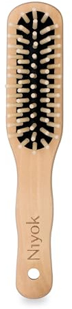 Längliche Holz-Haarbürste aus FSC®-zertifiziertem Buchenholz mit Holznoppen | Für alle Haartypen, längliche Form zum Entwirren und Stylen, Made in Germany