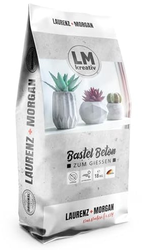 LM-Kreativ LM Bastel-Beton Premium Qualität (18 kg) zum Basteln, für Kreative, Hobby, Viva Décor, grau