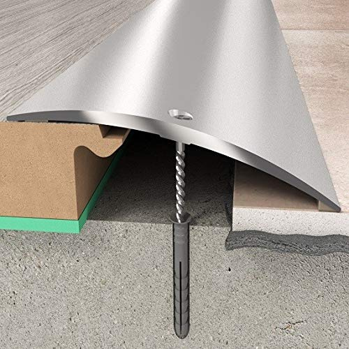 PROVISTON Übergangsprofil mit höhenausgleich | 70 x 930 mm | aus Aluminium | Metallprofil | Bodenprofil | Übergangsschiene | 1 Profil | Farbe Silber | gebohrt
