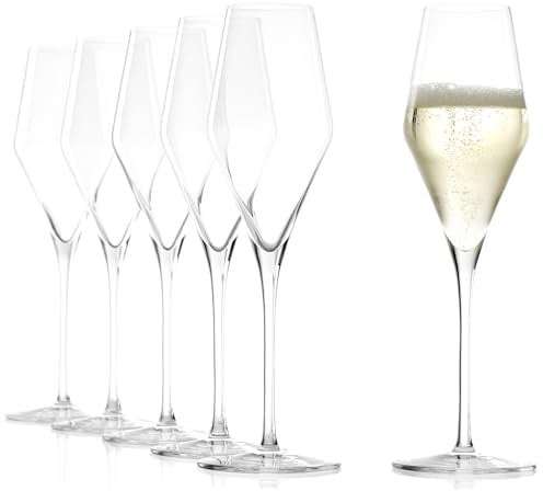 Stölzle Lausitz Champagner Gläser Quatrophil 6er-Set 290ml – Eleganter Champagnerkelch ideal für Sekt & Prosecco – Hochwertige Kristall Sektgläser aus deutscher Herstellung – Spülmaschinen- & Stoßfest
