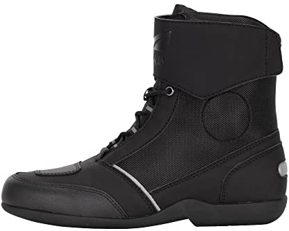 FAST WAY Touring 201 Motorradstiefel Herren, CE Zertifiziert, Schalthebelverstärkung, Knöchelschutz, Robuste Motorradschuhe, Schnürsenkel mit Klett-Abdeckung, Größe 44
