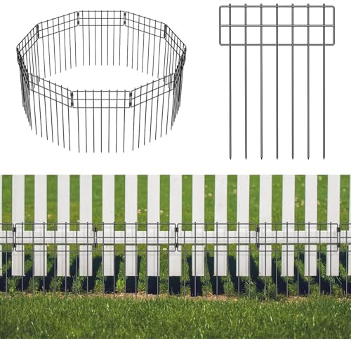LIANTRAL 10 Stück Tier Barriere Zaun, Dekorativer Gartenzaun, rostfreier Metalldraht, Kein Graben-Zaun Patio-Grenze Tierzaun für Hunde Kaninchen im Freien Patio, 42 cm (H) x 3,05 m Gesamtlänge