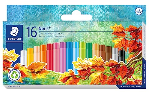 STAEDTLER 241 Öl-Pastellkreide – 16er Set, 8 mm rund | Sortierte Farben, wasserfest, farbintensiv, bruchfest – Maltechnik – Art.-Nr. 241 NC16