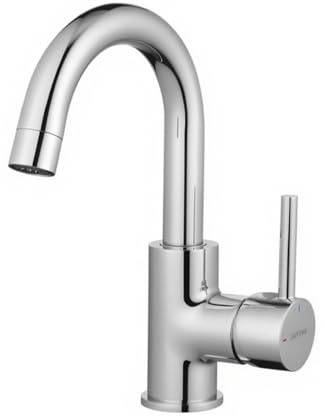 GRIFEMA Wasserhahn Bad Edelstahl – 360° drehbarer Einhebelmischer Waschtischarmatur Armaturen Waschbecken 180 mm Hoch, Kalt- & Warmwasser, Wassersparend, Montage leicht, Badezimmer & Gäste-WC, G1002