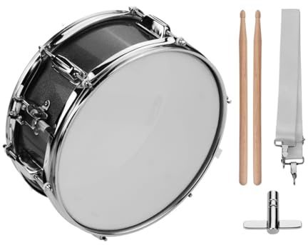 Sunydog 12 Zoll Snare Drum Set, mit Drumsticks Stimmschlüssel und Schulterriemen, Percussion Instrument für Studenten Anfänger Marching Snare Drum Marschtrommel, Schwarz