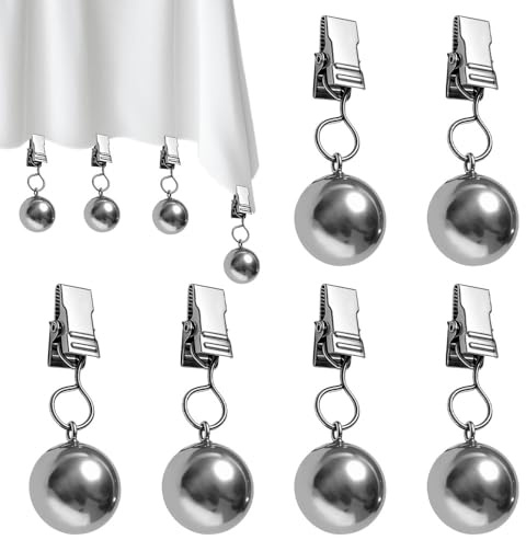 Weciau Tischdeckenbeschwerer, 6 Stück Tischdecken Beschwerer Draußen, Tischdeckenklammern mit Metallkugel, Tischdecke Gewichte, Vorhang Beschwerer, Beschwerungsgewichte für Garten Balkon Camping
