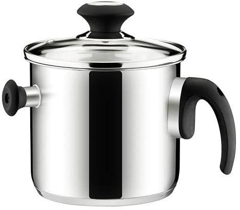 Tescoma Milchtopf Induktion, doppelwandinger Simmertopf mit Deckel und Überdruckventil aus rostfreiem Edelstahl, für alle Herdarten, 16 cm Durchmesser, 2 Liter
