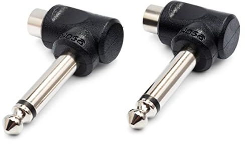 Hosa GPR-123, Right-angle Adaptors, RCA to 1/4 in TS, 2 pc