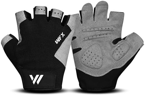 WESTWOOD FOX Fitnesshandschuhe für das Fitnesstraining rutschfest stoßdämpfend Gewichtheberhandschuhe gepolsterter Griff atmungsaktiv Fingerlose Trainingsunterstützung (Without Support, S)