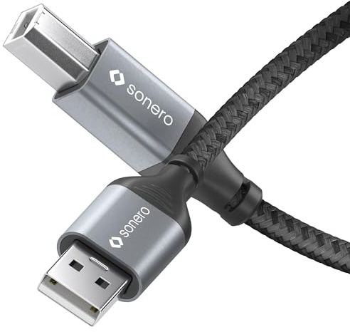 Sonero® USB 2.0 Kabel, Verbindungskabel, Druckerkabel, A-Stecker auf B-Stecker, 480 MB/s, space grey/schwarz, 0,50m