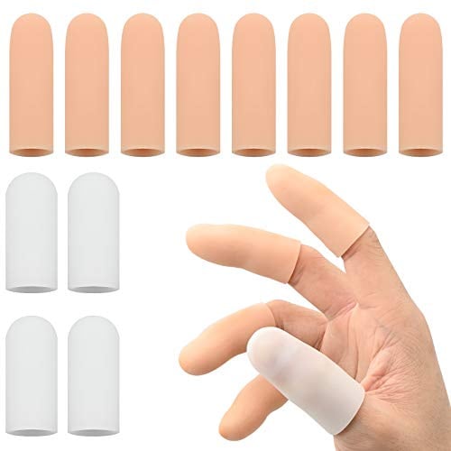Fingerschutz Silikon Gel Fingerlinge Daumenschutz(12 PCS), Fingerhülsen, Fingerverbände für Handekzeme, Fingerknacken, Fingerarthritis und mehr