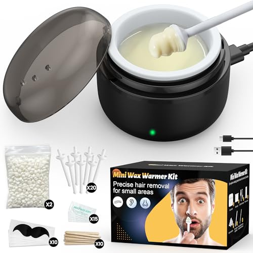 Nasenhaarentferner, Nasenhaar Wachs, Nasenwachs männer: Nase Waxing set mit Mini Wax Maschine,USB-Schnellwärmung, konstante Temperatur, 100g Wax / 20 nasenwachs stäbchen zur ohr- nasenhaare entfernen