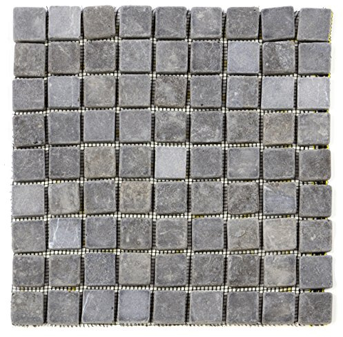 DIVERO 11 Fliesenmatten Naturstein Mosaikfliesen aus Marmor für Wand und Boden grau á 29 x 29 cm