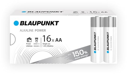BLAUPUNKT AA Alkalibatterien Packung mit 16, am besten für Wanduhren und TV-Fernbedienungen, LR6BPO/16CB